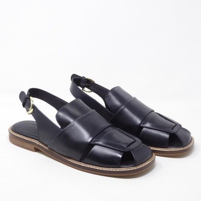 NEW Free People Womens Libby Fisher Sandals Black Leather Strappy Slingback 8.5
