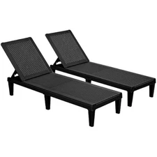 Outdoor chaise lounge chair set of 2 for outside pool patio, adjustabl