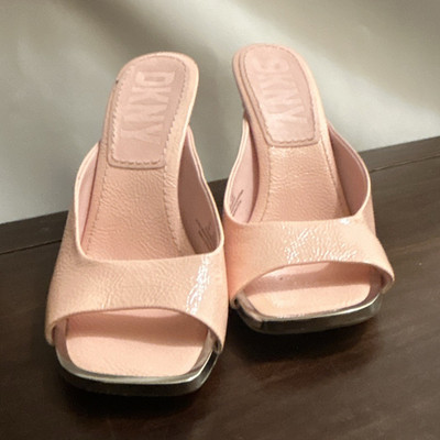 DKNY Pink Women s Open Toe Mule Heels Stiletto Slip-On Synthetic Logo 8