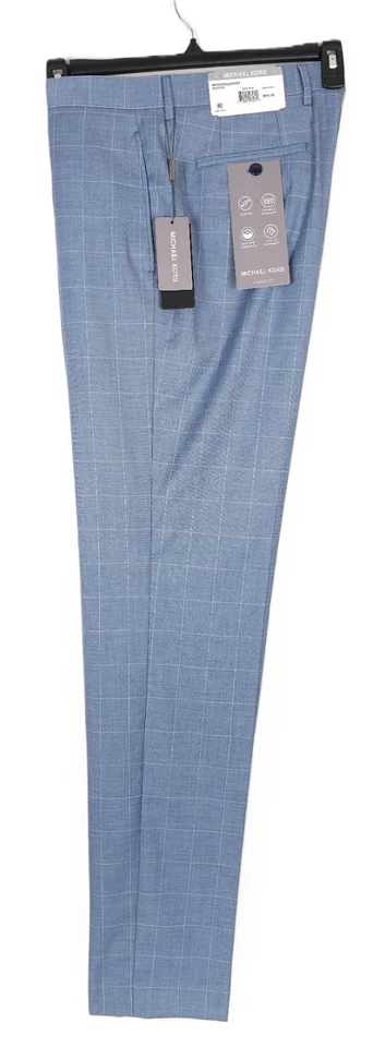 Pantalones de vestir Michael Kors elásticos de ajuste clásico azul claro ventana 42x30 nuevos con etiquetas Foto 4 de 4