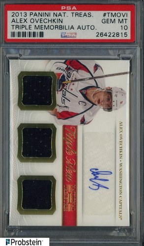 2013 National Treasures Hockey Alex Ovechkin Triple GU Jersey AUTO  PSA 10
