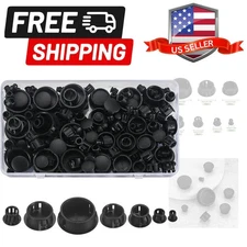Plastic Hole Plugs, 180pcs Black Panel Knockout Locking Plugs, Round Drill Sc...