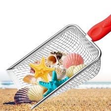 Apidgrowth Beach Mesh Shovel,Sand Sifter Tool for Shell Collecting with Red