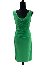 Ralph Lauren Dress Women’s 4 Emerald Green Ruched Satin Cowl Neck Midi Cocktail