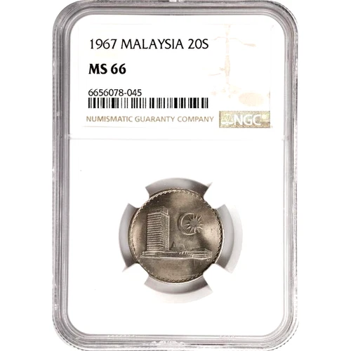 1967 Malaysia 20 Sen, NGC MS 66, KM-4