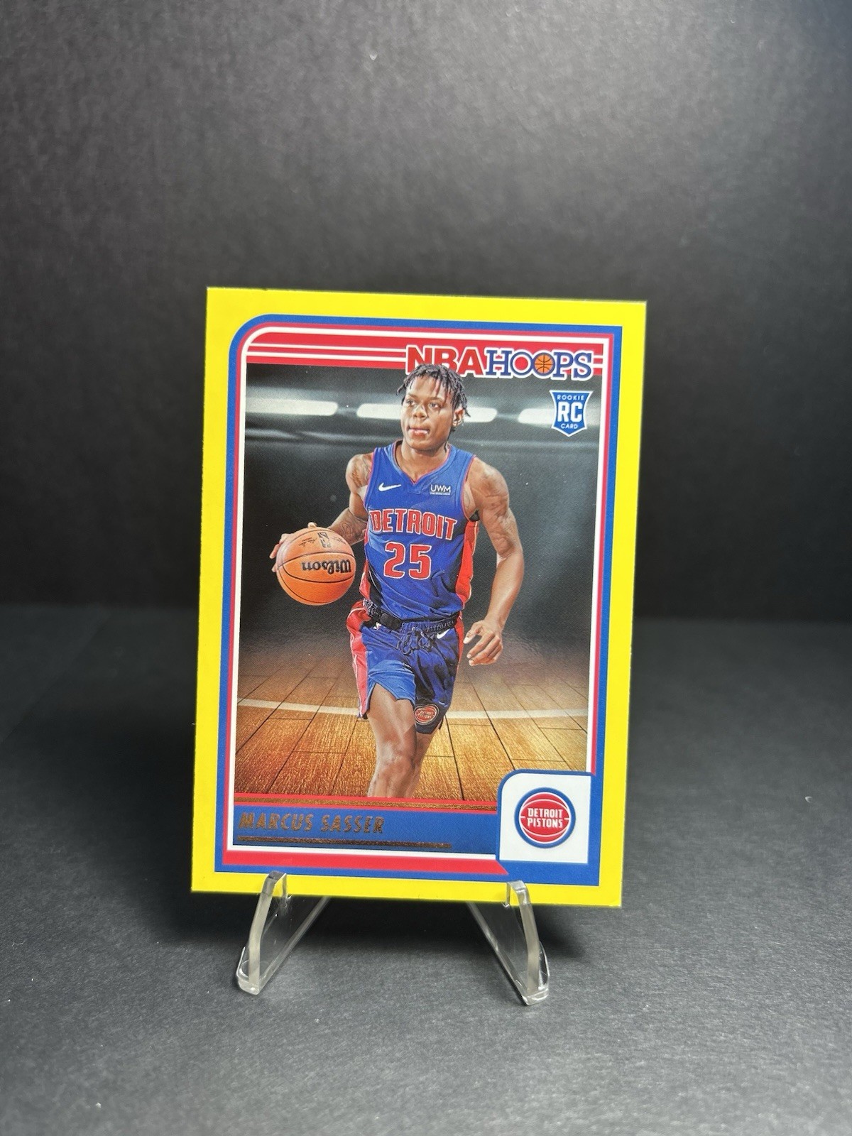 2023-24 NBA Hoops Marcus Sasser Yellow Flood Parallel Rookie RC #260 Rookie