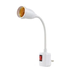 E27 Plug in Light Socket, Outlet Adapter, Flexible Neck Extension Lamp Bulb Hold