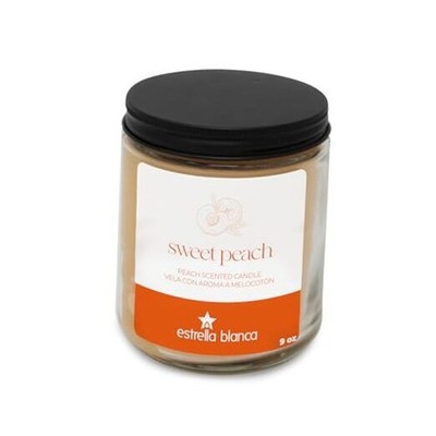Sweet Peach   9oz Soy Wax in Clear Glass Jar with Black Lid, Long-Lasting 