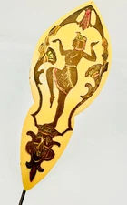 Antique Celluloid Hatpin Exceptional Egyptian Dancer Sacred Lotus Design Beauty
