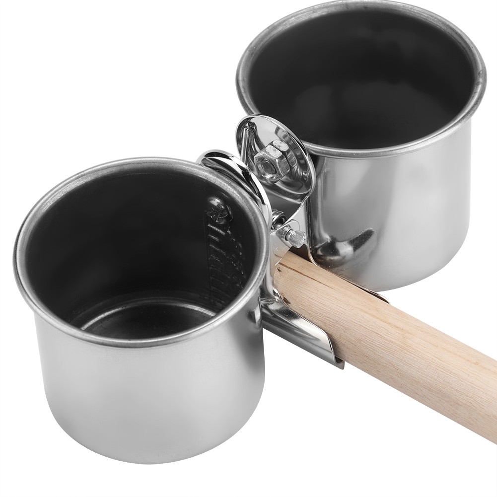 Stainless Steel Bird Food Water Bowl Feeder Cups With Clip And Cage