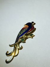 Brosche Vogel mehrfarbig Metall vergoldet Clo...