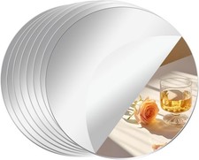 8 Pack Acrylic Round Mirrors, 10 inch No Glass Circle Mirror Tiles Self Adhesive
