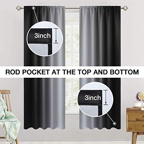 Ombre Room Darkening Curtains for Living Room,Rod Pocket Light Blocking - Picture 3 of 8
