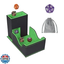 Stepane Dice Tower and Tray, Portable Commander Deck Box, Foldable Dice Stora