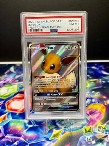 Pokemon - Eevee GX #SM242 - Black Star Promos - Sun and Moon - PSA 8 - Holo