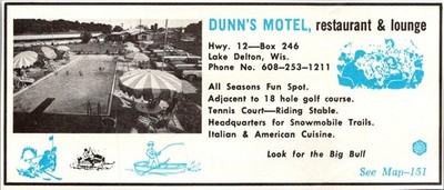 Dunn's Motel Restaurant & Lounge Hwy12 Lake Delton WI c1970 WI Ad TAK5-M25