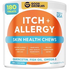 Dog Allergy Relief Chews Omega 3 Fish Oil for Itchy Skin Hot Spots 180ct
