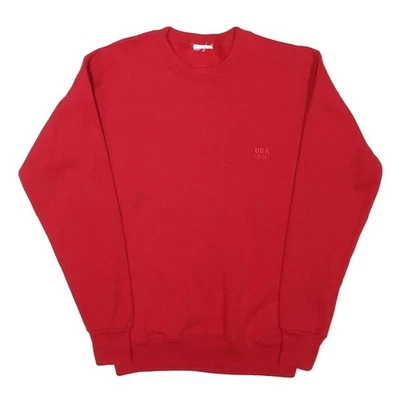 Sweatshirt Homme Rouge Col Rond XS Logo Olympique USA Mélange Coton Enfilé - Photo 1/4