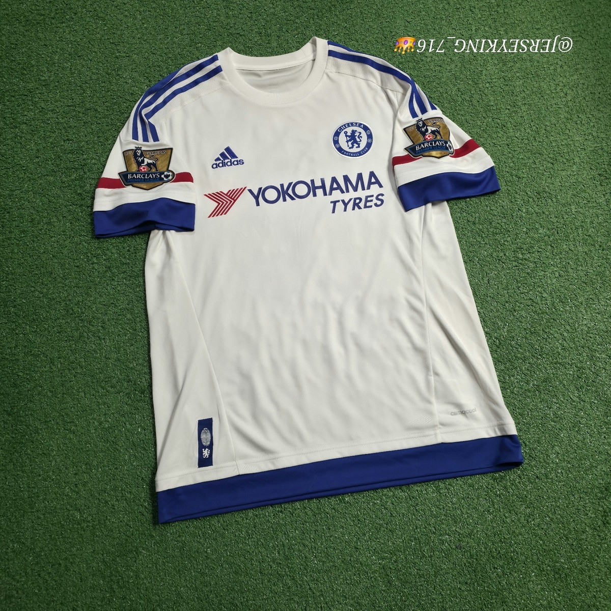 Adidas Chelsea FC Eden Hazard#10 2015/16 Away Jersey With Gold EPL