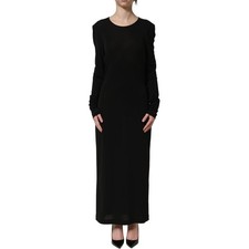 DOLCE & GABBANA Dress Black Cotton Long Sleeves Sheath Maxi IT40/US6/S 1870usd