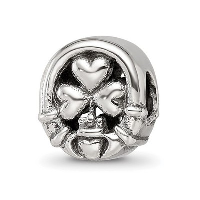 Sterling Silber Reflexionen drei Blatt Kleeblatt Perlen Anhänger Halskette Damen