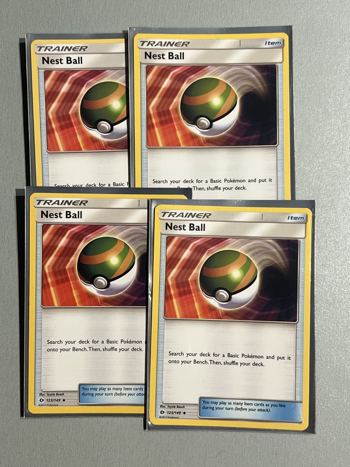 4x Pokemon Card Nest Ball Sun & Moon Uncommon 123/149 Near Mint
