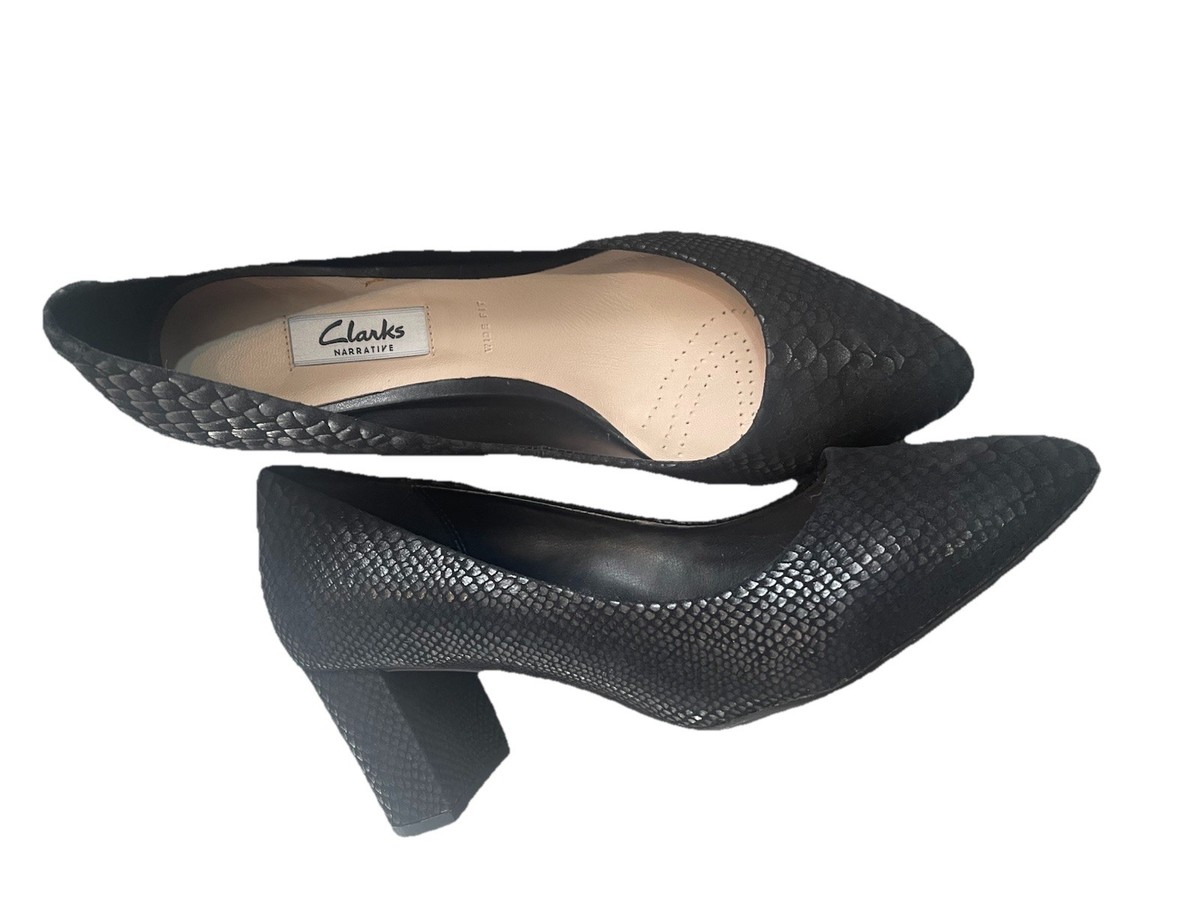 Clarks Narrative NWT UK 7E BLISSFUL CLOUD Black Snake Leather