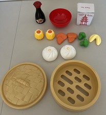 14 Piece Asian Play Food Kids Toy Set Steamer Dumplings Veggies Fortune Cookie
