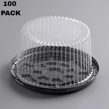 100-Pack 7" 2-3 Layer Disposable Cake Display Container with Clear Dome Lid Bulk