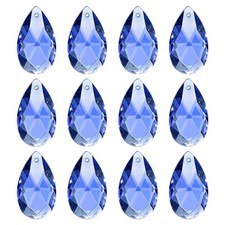 K9 Crystal Pendants Teardrop Beads, 12 Pack 28mm Chandelier, Dark Blue