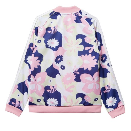 Adidas Originals Children Flower Superstar Tt Track Top Sports Jacket Pink Lime - Picture 2 of 3