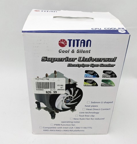Titan 95mm 4pin PWM Heatpipe Universal CPU Cooler for LGA 1156/775/1366 AMD AM2+ - Picture 11 of 16