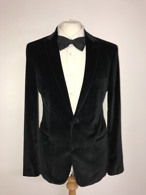 DAKS - Herren Abend JACKE SCHWARZ SAMT - 40 Reg - ATEMBERAUBENDE JACKE - EINMAL GETRAGEN