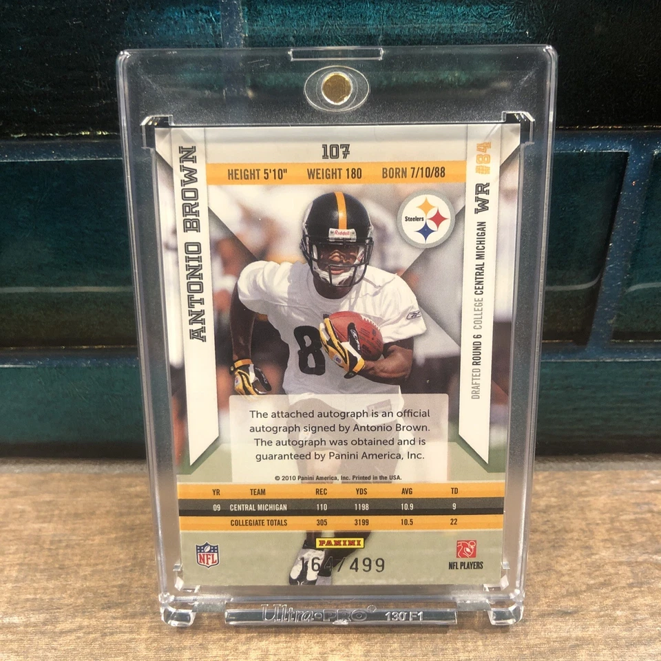2010 Panini EPIX Antonio Brown Refractor Rookie Card  AUTO #'d /499 - Image 2 of 2