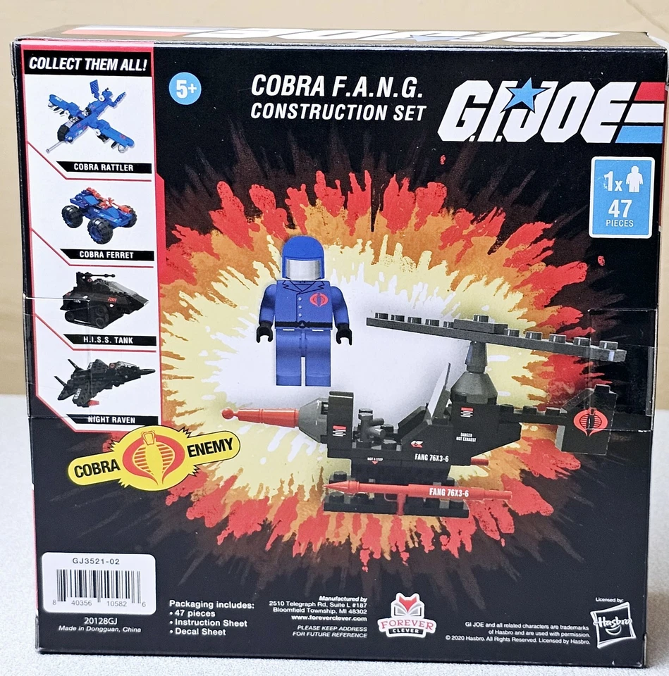 G.I. Joe Cobra F.A.N.G. 47 Pc Construction Set Helicopter Hasbro New Military - Image 4 of 4