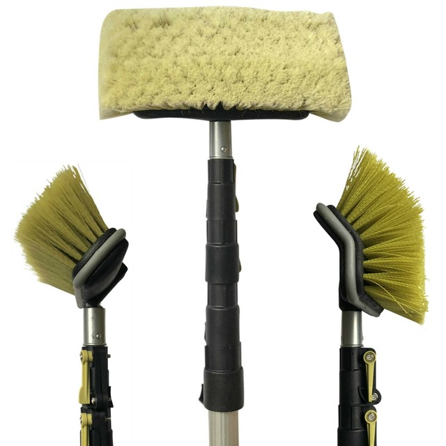DocaPole 24 Foot Extension Pole Brush Kit w/ 3 Brushes scrub car window