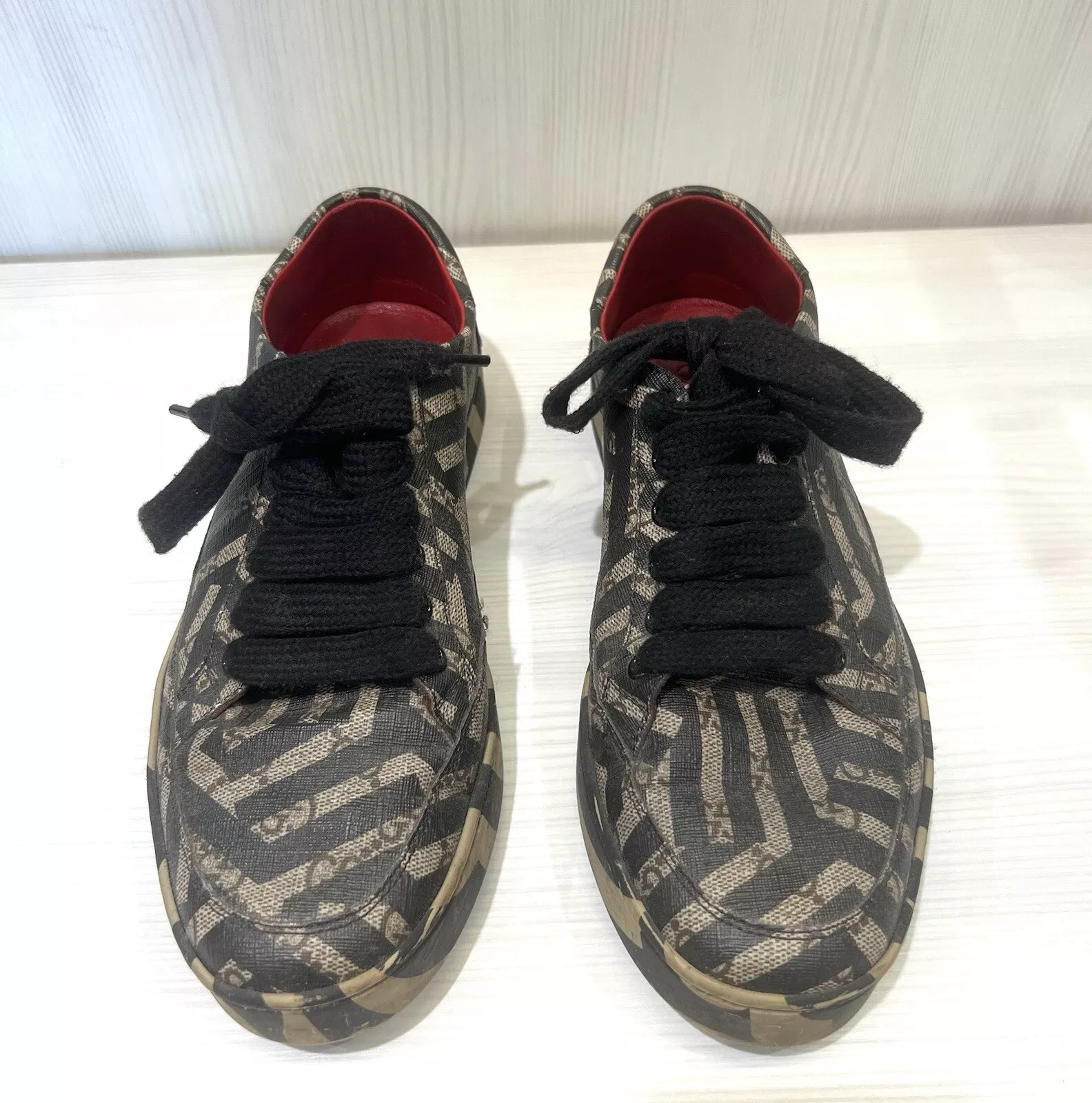 Baskets homme 100 % authentiques Gucci GG Supreme Caleido « beige noir » taille 7,5