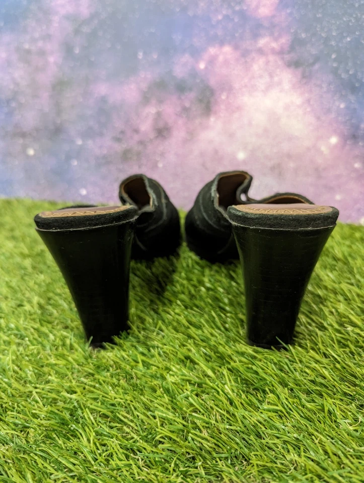 Bisou Bisou, Para Mujer, Punta Abierta, Tacones Mula Talla US 7 M, Gamuza Negra Foto 4 de 4