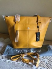Ora Delphine Eden Leather Tote Bag Yellow Color Nwt