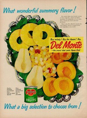1949 Food Fruit Canned Del Monte 40s Vintage Print Ad Pineapple Pears Plums Pear