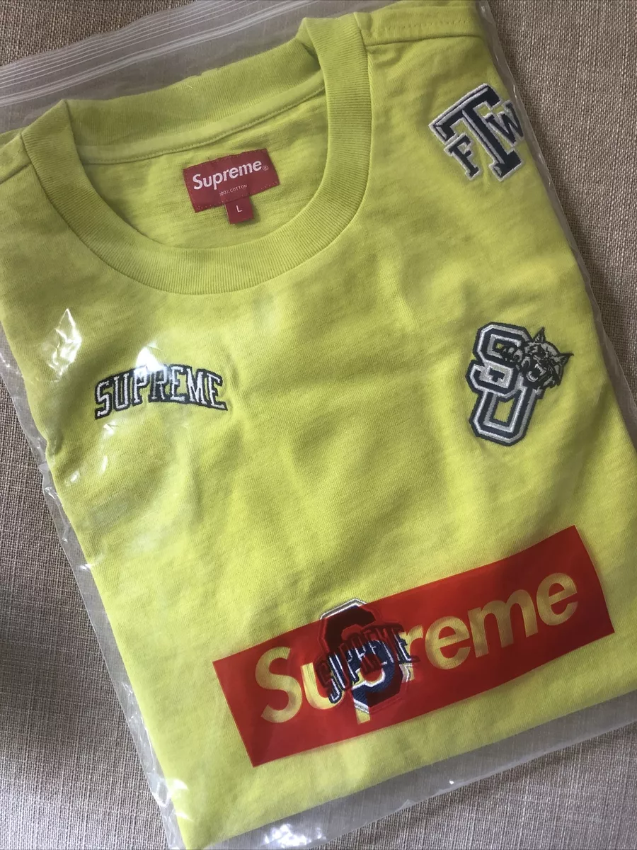 Supreme S/S University Top YELLOW Authentic College Logo Short