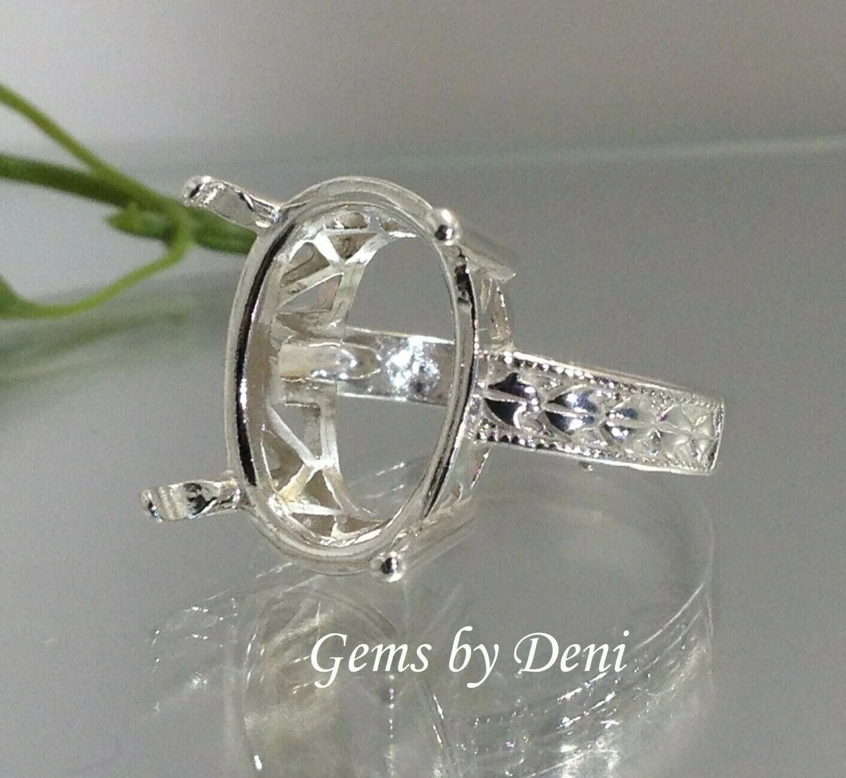 Bague 925 Argent Sterling - Design Ovale Allongé Incliné - Taille 7.5 - PSR440