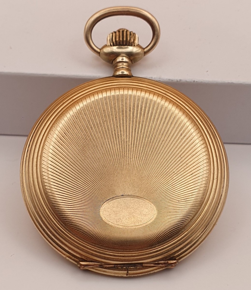 Junghans Savonnette Deckel Taschenuhr 54mm vergoldet Email