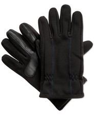  125 Isotoner Mens Black Fleece Touchscreen Active Stiching Winter Gloves Size L
