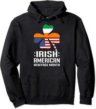 Irish American Heritage Month American Ireland Flag Unisex Hooded Sweatshirt