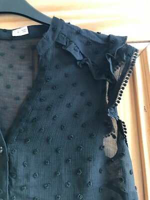 oasis blue chiffon frill top