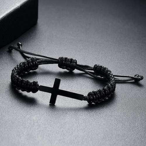 Braided Rope String Men Boys Bracelet Christian Jesus Cross Christmas Gift