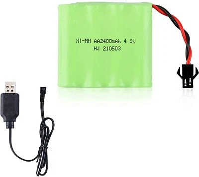 YUNIQUE GREEN-CLEAN-POWER Batterie Ni-Mh 4.8V 2400mAh pour voitures RC | Câble de charge USB, charge ra...