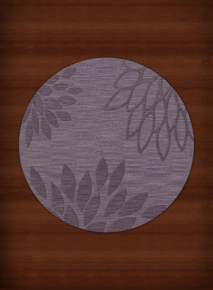 Purple Transitional Hand Hooked Leaves Petals Outline Area Rug Floral DV17 - Image 2 of 2