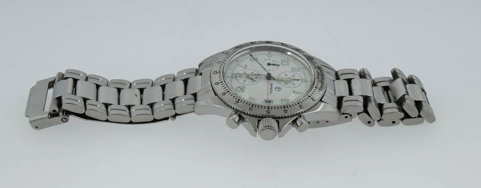Montre Chronographe Homme BREIL Vintage Référence E2006B - Cadran Blanc, Quartz, Occasion (chrono Ne Fonctionne Pas)